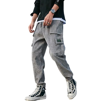 Мужские зимние брюки, вельветовые спортивные брюки, брюки-карго, 2023, мужские винтажные брюки в стиле хип-хоп Харадзюку с цветным блоком, 5XL6XL 7XL