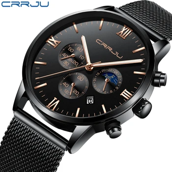 Мужские часы Crrju, лучший бренд класса люкс, водонепроницаемые наручные часы, хронограф, Дата, Простые повседневные кварцевые часы Для мужчин, Спортивные часы