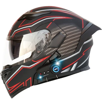 Мужской Женский Мотоциклетный Шлем с Bluetooth Flip Up DOT, Одобренные Двойные Противотуманные Козырьки Casco Moto, Полнолицевые Шлемы для Мотокросса