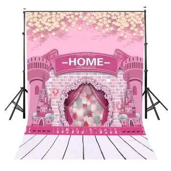 Мультяшный Детский фон замка размером 5х7 футов Тысячелетний Розовый фон для домашней фотографии