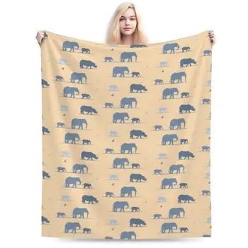 Мягкое фланелевое покрывало в виде слонов для дивана-кровати, покрывало для дивана, теплые одеяла, Дорожное одеяло