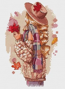 Набор для вышивания крестиком Осенних листьев для девочки Homfun Наборы для вышивания крестиком Homefun Craft Украшения для дома Homefun