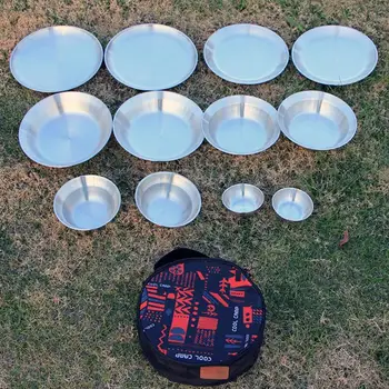 Набор походной посуды из 12 предметов, Тарелка, миска Многоразового использования для походов с барбекю