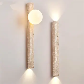 Настенные светильники из скандинавского мрамора с длинной полосой минималистская лестница спальня гостиная во французском кремовом стиле гостиничные светодиодные настенные бра светильники