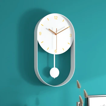 Настенные часы в скандинавском стиле Современная гостиная с маятником Большие бесшумные настенные часы Металлические часы Идеи подарков для украшения гостиной
