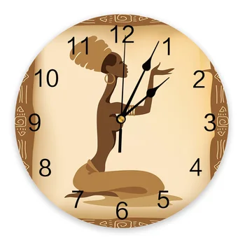 Настенные часы с тотемом африканской женщины, современный дизайн, украшение гостиной, кухни, Бесшумные часы, домашний декор