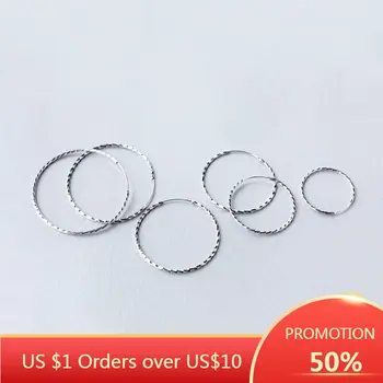 Настоящее серебро 925 пробы INZATT, минималистичные круглые сверкающие серьги-кольца с гиперболой, большие серьги-кольца для вечеринки по случаю Дня рождения, модные украшения в подарок