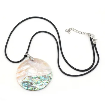 Натуральное ожерелье с подвеской в виде раковины морского ушка, ожерелье с подвеской в виде раковины круглой формы для женщин, подарок для вечеринки, Размер 50x50 мм, длина 55 + 5 см