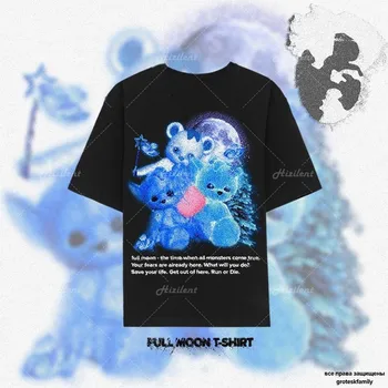 Негабаритная футболка с коротким рукавом Унисекс Y2K панк Аниме harajuku гот эмо Каваи медведь Гранж графические футболки Мужская одежда