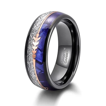 Несколько вольфрамовых колец 8 мм для мужчин, женские кольца с имитацией метеорита и стрелы из синей дробленой раковины, мужское обручальное кольцо, обручальное кольцо