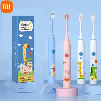 Новая детская звуковая электрическая зубная щетка Xiaomi Электрическая Usb мультяшная зубная щетка для детей, заменяющая зубную щетку, детская зубная щетка Электрическая