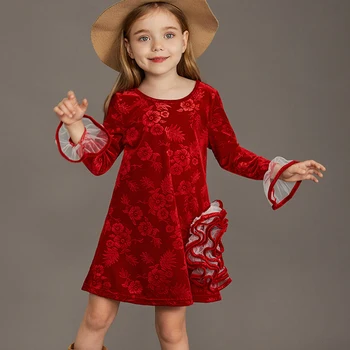 Новое 3D Платье с большим цветочным узором для маленьких девочек, Одежда для маленьких детей, Высококачественное Праздничное платье Принцессы, Детская Рождественская Одежда для 2, 4, 6, 7, 8 лет