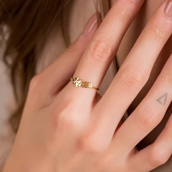 Новое женское кольцо с индивидуальным названием из нержавеющей стали, Открывающее кольцо золотого цвета, Ювелирные изделия на заказ, подарок на день рождения Оптом