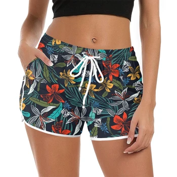 Новые женские летние шорты для серфинга на берегу моря, быстросохнущие, с ярким цветочным принтом, модный дизайн, удобные повседневные гавайские пляжные шорты