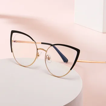 Новые модные очки для кошек, очки с синим светом, женские очки в металлической оправе, оптические компьютерные очки