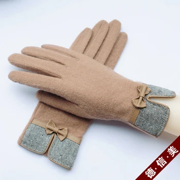 НОВЫЕ осенне-зимние шерстяные кашемировые деревянные теплые вязаные тонкие модные женские перчатки с сенсорным экраном