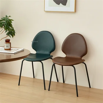 Обеденные стулья из скандинавской кожи для столовой, Простая Кухонная мебель, Легкий Роскошный обеденный стул, Креативный стул со спинкой, стулья