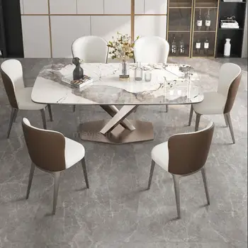Обеденный стол в центре зала, кухня в скандинавском минималистичном стиле, Роскошные обеденные столы из мрамора, Современный стол, Мебель для яслей