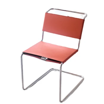 Обеденный стул TLL Bauhaus Стул из Нержавеющей Стали Со Спинкой в Скандинавском Стиле Стул Для Конференций