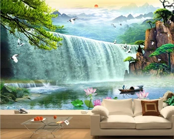 Обои на заказ beibehang фрески мода новый китайский стиль ветер богатая вода длинная текущая стена для телевизора в гостиной