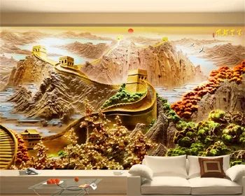Обои на заказ в китайском стиле, рельеф Ванли Сюнфэн, Великая Стена, гостиная, фон для телевизора, декоративная роспись стен, фотообои