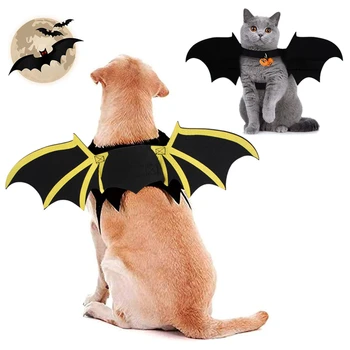 Одежда для кошек с крыльями летучей мыши, костюм собаки с колокольчиком, искусственное крыло, реквизит для косплея домашних животных, одежда для Хэллоуина, товары для костюмов кошек и собак
