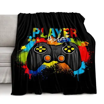 Одеяло для контроллера 3D-плеера, уютное мягкое фланелевое одеяло с принтом геймпада, легкие теплые одеяла для детей, подарки на день рождения мальчикам