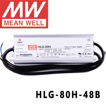 Оригинальный Mean Well HLG-80H-48B для уличных/высотных помещений/теплиц/парковки meanwell 80W с постоянным напряжением и Постоянным током Светодиодный Драйвер