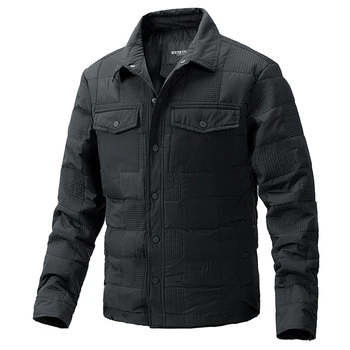 Осенне-зимняя толстая куртка, мужские однотонные пальто, куртки, модная повседневная черная верхняя одежда, мужская