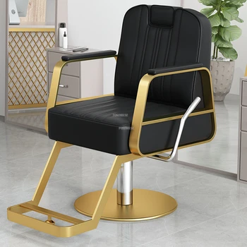 Парикмахерские кресла в европейском стиле, простые кожаные парикмахерские кресла, современная мебель для салона красоты, кресельный подъемник, вращающееся кресло
