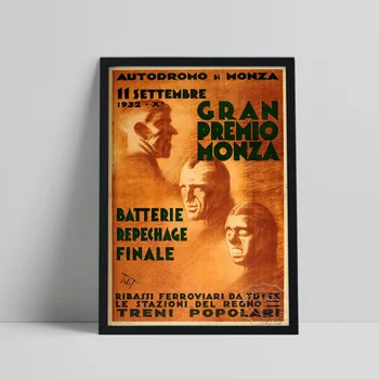 Плакат итальянских автогонок 1932 года, Коллекция автомобильных фанатов, Настенная роспись с эскизом портрета, Винтажная картина на стене, Декор для дома с гоночным автомобилем