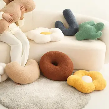 Плюшевая подушка для дивана неправильной формы, кактус, пончик, Пушистые плюшевые игрушки, креативная декоративная подушка для сиденья стула, домашний декор