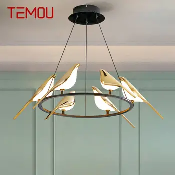Подвесной светильник TEMOU Nordic Современный Винтажный Круглый светодиодный светильник-птица Креативное дизайнерское украшение для гостиной, столовой, спальни