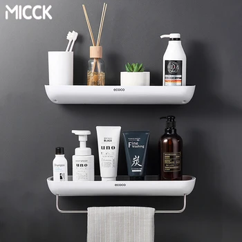 Полки MICCK для ванной комнаты с вешалкой для полотенец, Настенный стеллаж для хранения шампуня, кухонный органайзер и аксессуары для ванной комнаты