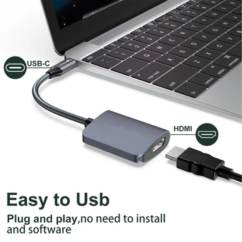 Портативный USB C-HDMI-адаптер 4K 30HZ USB-C адаптер Алюминиевый USB C адаптер