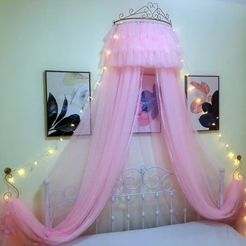 Принцесса Корона, Москитная сетка, занавеска для кровати, декор детской комнаты для девочек, Прикроватная сетка, Романтические палатки, Балдахин для кровати с короной