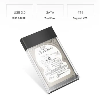 прозрачный Корпус Жесткого Диска USB 3.1 UASP Type C - Sata 3.0, 2,5-дюймовый Корпус Жесткого Диска с Кабелем Type C.