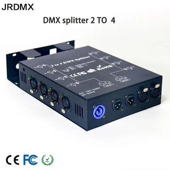 Профессиональный 4-полосный DMX-разветвитель, 4-канальный Оптически изолированный распределитель сигнала DMX, усилитель / разветвитель для сценических светильников