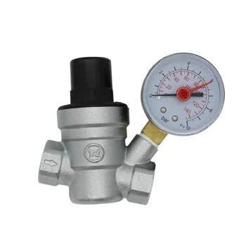 редуктор давления воды редукционный клапан регулятор с манометром 1/2 3/4 дюйма хром