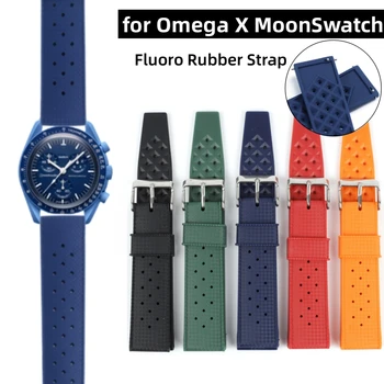 Ремешок для часов из фторокаучука 20 мм Замена для Omega для Swatch Moonswatch Силиконовый ремешок для Seiko Водолазный водонепроницаемый ремень 22 мм