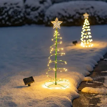 Рождественская елка, солнечный свет, украшение сада на открытом воздухе, светодиодный наземный светильник, звездный фонарь, солнечные садовые фонари, ландшафтный декор внутреннего двора