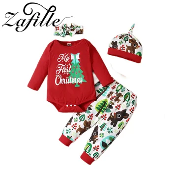 Рождественский комплект одежды ZAFILLE My First Baby от 0 до 18 м, одежда для новорожденных девочек, праздничный детский костюм для малышей, милые детские наряды