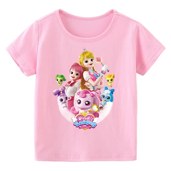 Розовая футболка для девочек Kawaii, забавная одежда для девочек с мультяшным графическим принтом Тини Пинг, модная детская милая одежда для детей