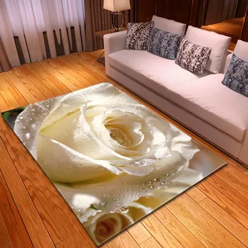 Романтические коврики с розами на день Святого Валентина, Мягкие фланелевые нескользящие коврики для спальни, прикроватный коврик, 3D Ковер для гостиной с белой розой