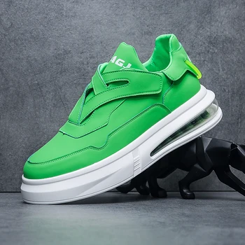 Роскошные дизайнерские уличные трендовые мужские бело-зеленые брендовые повседневные туфли на воздушной подушке, лоферы в стиле панк-рок, неуклюжие кроссовки для ходьбы
