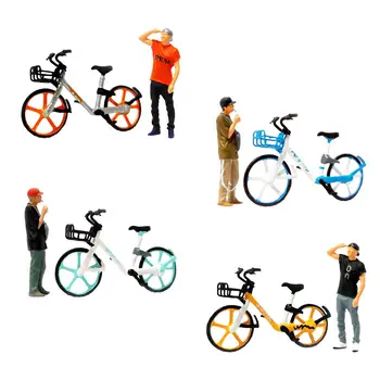 Ручная роспись 1/64 крошечных человечка с велосипедной диорамой 