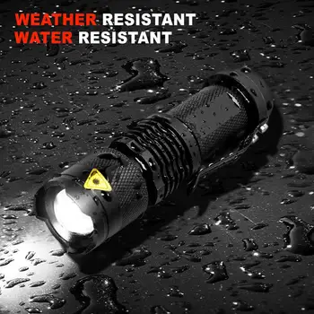 Ручной Мини-фонарик, водонепроницаемый тактический фонарь XPE мощностью 3 Вт, регулируемый фокус, Масштабируемый светодиодный фонарик с 3 режимами для кемпинга, охоты