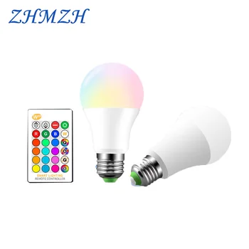 Светодиодная лампа 220V E27 RGB 9 Вт, семицветная, 2 режима освещения, энергосберегающие лампочки с дистанционным управлением высокой яркости для гостиной
