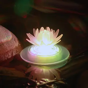 Светодиодный Водонепроницаемый Плавающий светильник Lotus с искусственным Цветком Лилии на батарейках, ночник, Пруд, бассейн, Сад, Аквариум, Водный декор