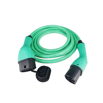 Сертифицированный TUV CE кабель для зарядки электромобилей переменного тока мощностью 16A 11 кВт, тип 2 -тип 2, спиральный зеленый кабель для зарядки электромобилей для автомобилей